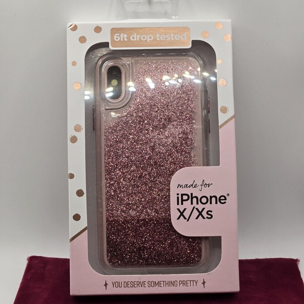 Fellowes Moving Pink Glitter Phone Case iPhone X/Xs 6ft Drop Tested Shockridge